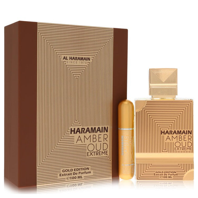 Al Haramain Amber Oud Gold Edition Extreme Gift Set By Al Haramain 3.4 Pure Perfume Spray + 0.34 oz Refillable Spray Gift Set - 3.4 Pure Perfume Spray + 0.34 Oz Refillable...