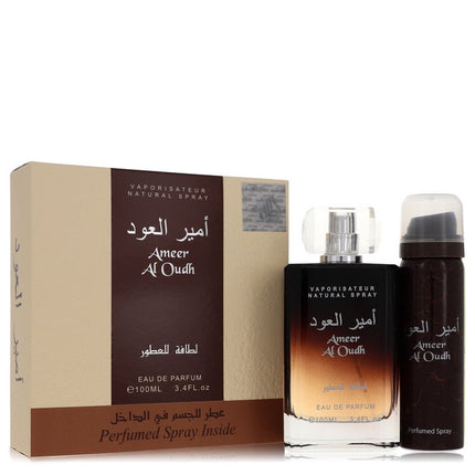Ameer Al Oudh Gift Set By Lattafa 3.4 oz Eau De Parfum Spray + 1.7 oz Perfumed Spray Gift Set - 3.4 Oz Eau De Parfum Spray + 1.7 Oz Perfumed Spray for men product image