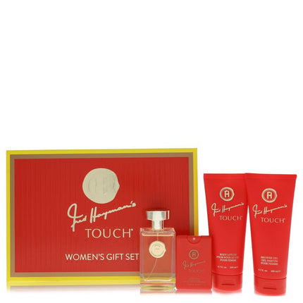 Touch Gift Set By Fred Hayman 3.4 oz Eau De Toilette Spary + 6.7 oz Body Lotion + 6.7 oz Shower Gel + 0.61 oz Pocket Soray Gift Set - 3.4 Oz Eau De Toilette Spary + 6.7 Oz Body...
