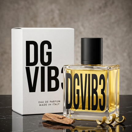 DgVib3 perfume for men and women front view elegant bottle