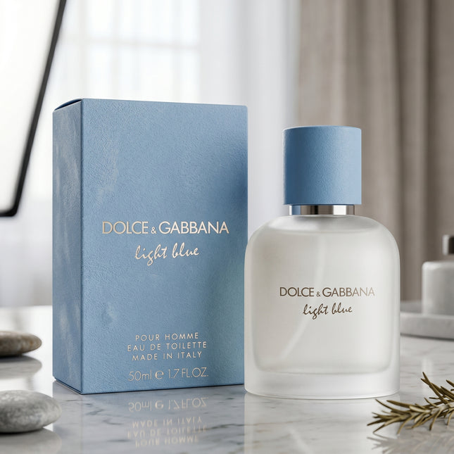 Light Blue Pour Homme front view cologne bottle for men