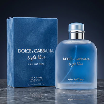 Light Blue Eau Intense men cologne front view bottle