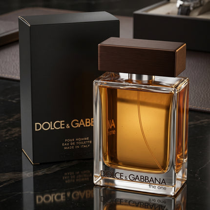 The One cologne side angle warm spicy woody fragrance bottle